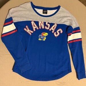 KU sweatshirt. Size Medium. Blue with gray. KU design.